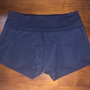 Navy Lululemon Speed Up Shorts 4”